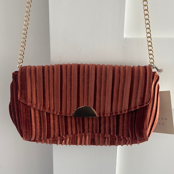 Evening suede-like burnt orange purse cross body bag - Picture 1 of 3